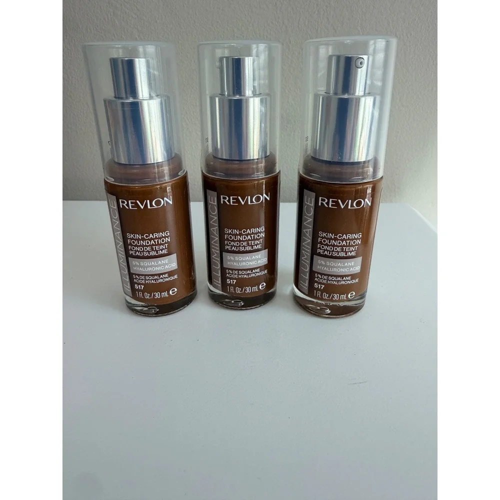 Revlon Illuminance Foundation Women 1oz 517 Deep Bronze 3pk Squalane NWT